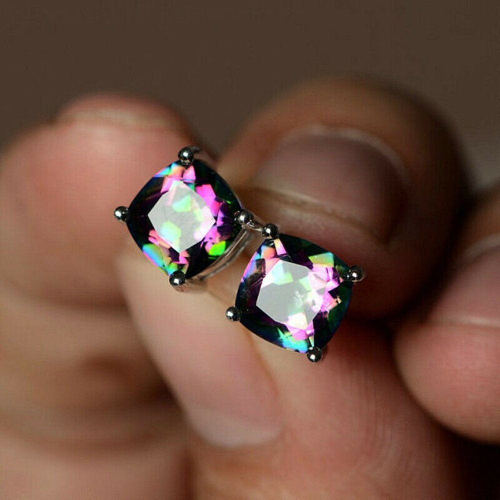 New Multicolor 925 Silver Stud Earrings - Picture 1 of 5